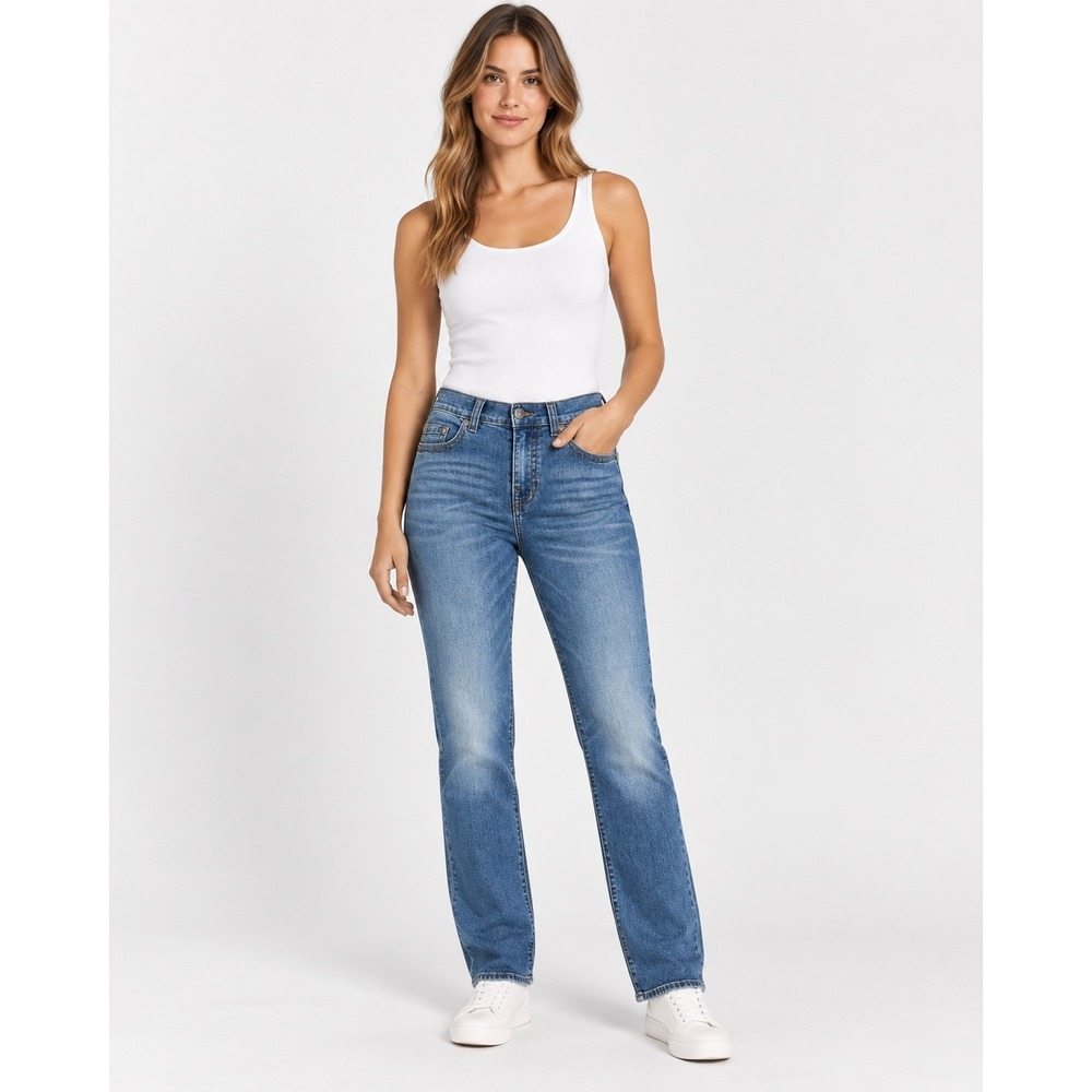 True Religion Ricky Straight Jeans Womens 32 Blue Medium Wash Stretch Denim
